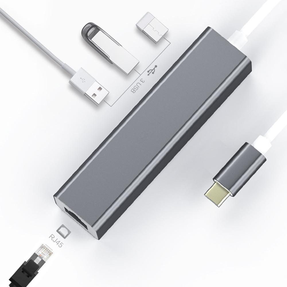 S81-U3-C 4 in 1 ޴ USB-C   ˷̴ ձ  öƽ  Type-C to RJ45 3 USB3.0 